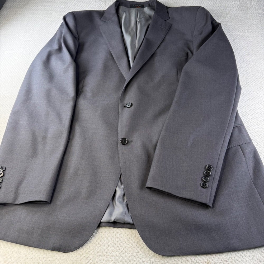 Tiglio Luxe Novello Suit Jacket 48L Gray 100% Wool Lanificio Di Biella Blazer